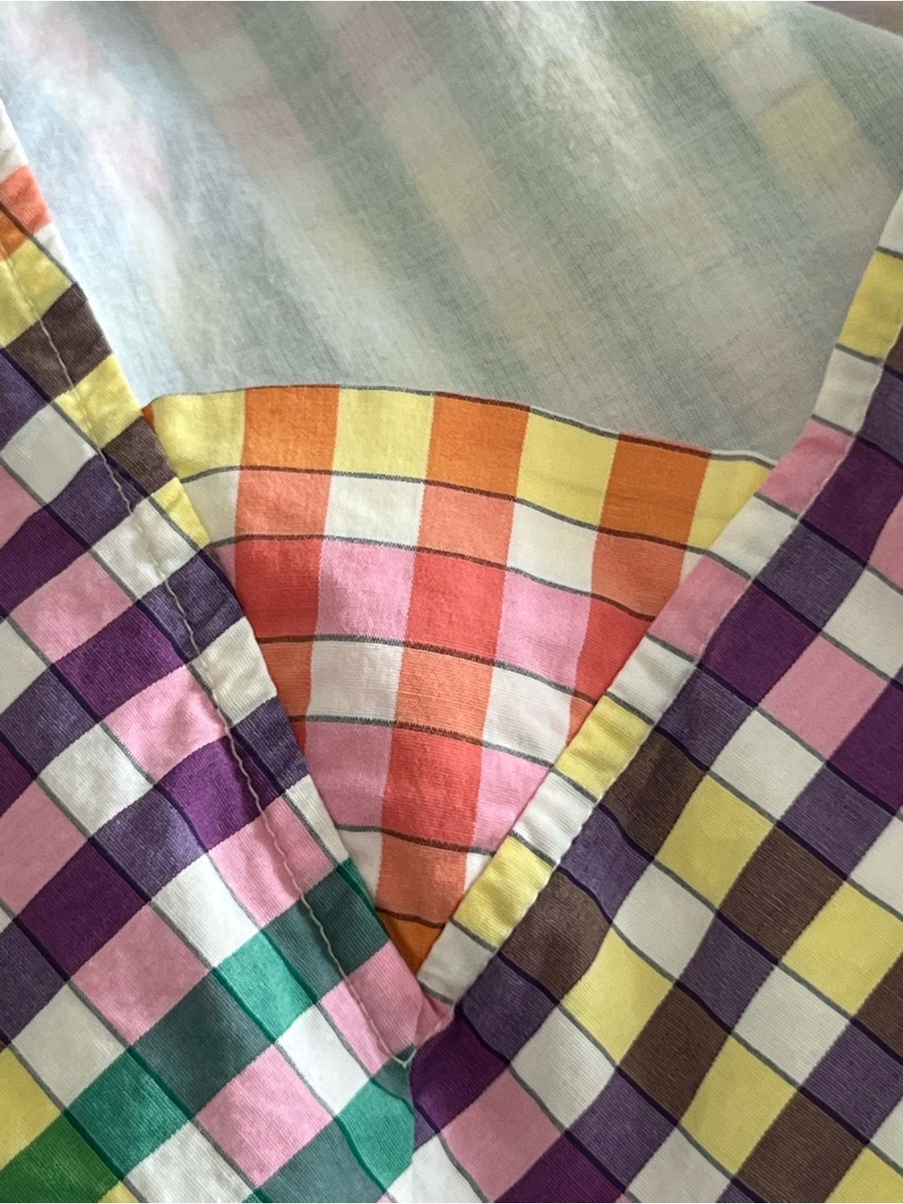 J. Crew Multicolor Rainbow Gingham Tie-Neck Dress Size 2 - Picture 7 of 11